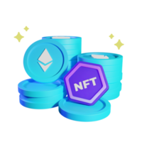 3d nft token ilustração png