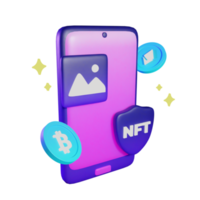 3d mobile nft png illustrazione