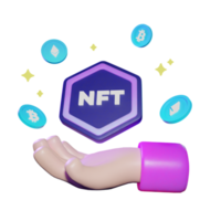 illustration 3d de collecte nft png