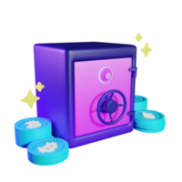 3D Safe Box Crypto PNG Illustration