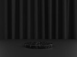 podio de cilindro de mármol simple minimalista o exhibición de pedestal con fondo de color oscuro para la presentación del producto. representación 3d foto