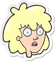 sticker of a cartoon female face vector