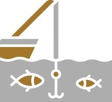 estilo de icono de pesca en alta mar vector