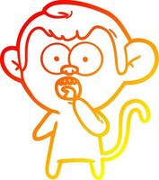 warm gradient line drawing cartoon shocked monkey vector