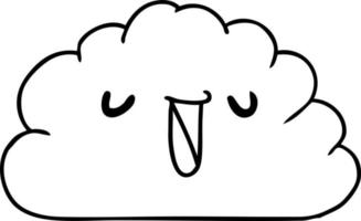 line drawing kawaii weather rain cloud vector