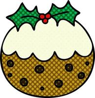 quirky comic book style cartoon christmas pudding vector