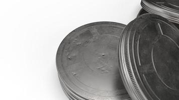film reel cases  on white background 3d rendering for behind the scene content. photo