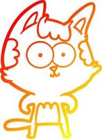 warm gradient line drawing happy cartoon cat vector