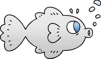 quirky gradient shaded cartoon fish vector