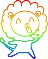 rainbow gradient line drawing happy cartoon lion vector