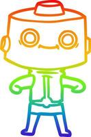 rainbow gradient line drawing cartoon robot vector