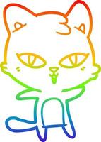 rainbow gradient line drawing cartoon cat vector