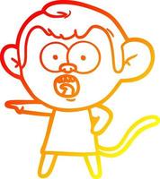 warm gradient line drawing cartoon shocked monkey vector