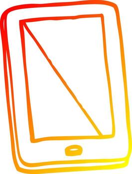 warm gradient line drawing cartoon computer tablet vector