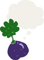 cartoon vegetable and thought bubble in retro style vector