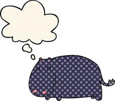 cartoon hippo and thought bubble in comic book style vector