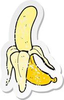 retro distressed sticker of a cartoon banana vector