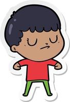 pegatina de un niño gruñón de dibujos animados vector