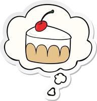 cartoon dessert and thought bubble as a printed sticker vector