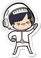 sticker of a angry cartoon space girl vector