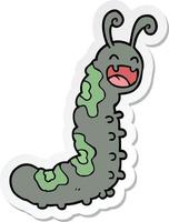 sticker of a funny cartoon caterpillar vector