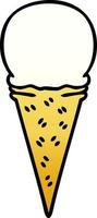 quirky gradient shaded cartoon vanilla ice cream cone vector