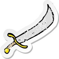 retro distressed sticker of a cartoon sword vector