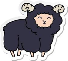 sticker of a quirky hand drawn cartoon ram vector