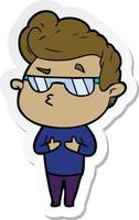 sticker of a cartoon cool guy vector