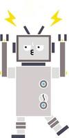 flat color retro cartoon robot vector