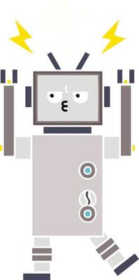 flat color retro cartoon robot