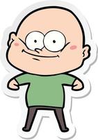 sticker of a cartoon bald man staring vector