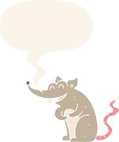 cartoon rat and speech bubble in retro style vector