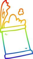 rainbow gradient line drawing cartoon open can of food vector