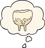 cartoon tooth and thought bubble in comic book style vector