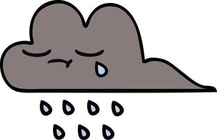 cute cartoon storm rain cloud vector