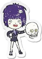 retro distressed sticker of a cartoon halloween vampire girl vector