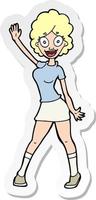sticker of a cartoon woman dancing vector