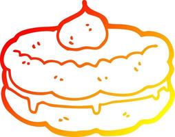 warm gradient line drawing cartoon biscuit vector