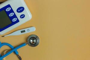 Flat Lay medical tools top view space idea photo