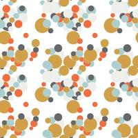 Festive seamless pattern with colorful round paint splatters. Messy overlay circles background. Dotted texture. Chaotic grunge dot. Geometric wrapping paper. vector