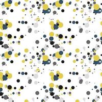 Festive seamless pattern with colorful round paint splatters. Messy overlay circles background. Dotted texture. Chaotic grunge dot. Geometric wrapping paper. vector