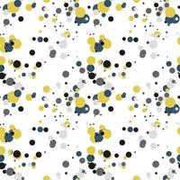 Festive seamless pattern with colorful round paint splatters. Messy overlay circles background. Dotted texture. Chaotic grunge dot. Geometric wrapping paper. vector