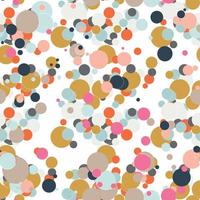 Festive seamless pattern with colorful round paint splatters. Messy overlay circles background. Dotted texture. Chaotic grunge dot. Geometric wrapping paper. vector