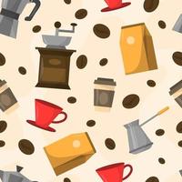 Flat Coffee Beverages Seamless Pattern