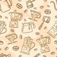 Hand Drawn Coffee Beverages Seamless Pattern vector