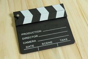 movie slate on wood for movie content. photo