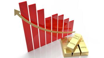 gold bar and chart arrow up for gold price content 3d rendering photo