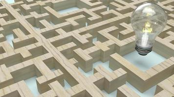 Light bulb in wood maze  for idea content 3d rendering. photo