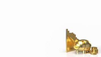 The gold piggy and chart for business concept 3d rendering photo